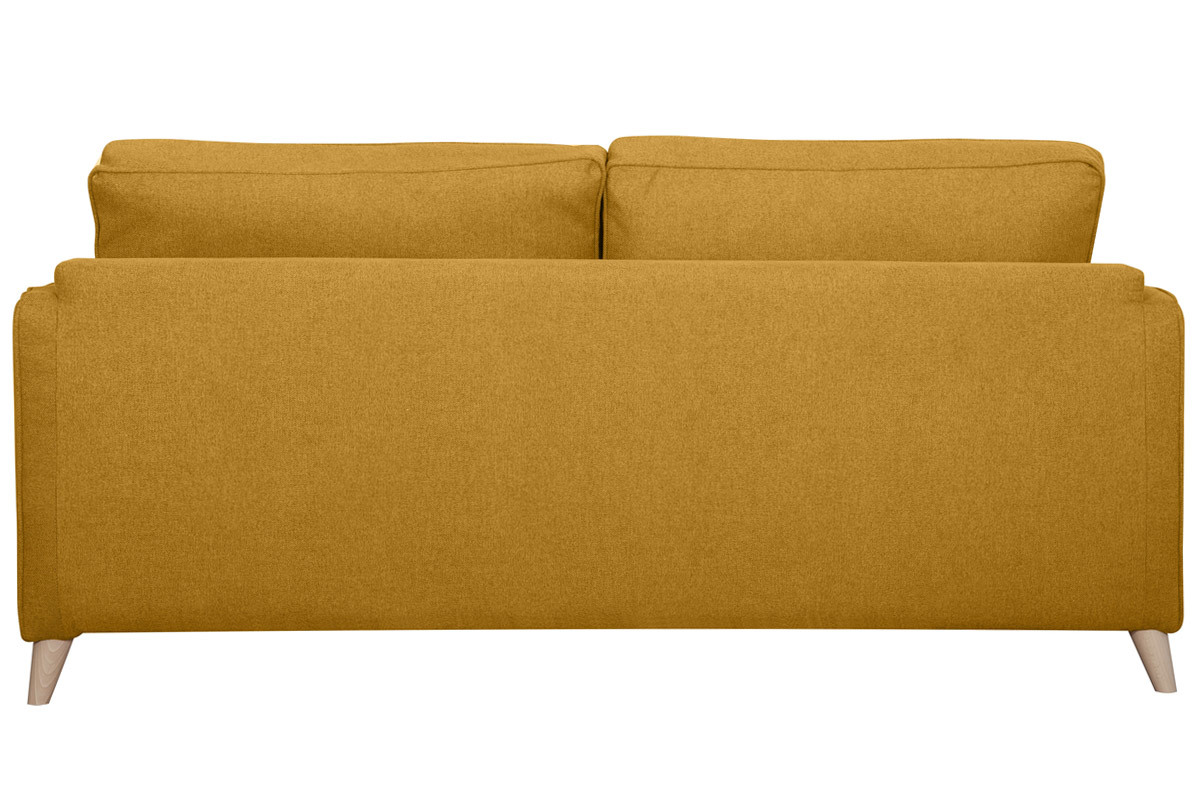 Skandinavische Schlafcouch kumingelb mit Matratze Dicke 10 cm 3-Sitzer PAPEL