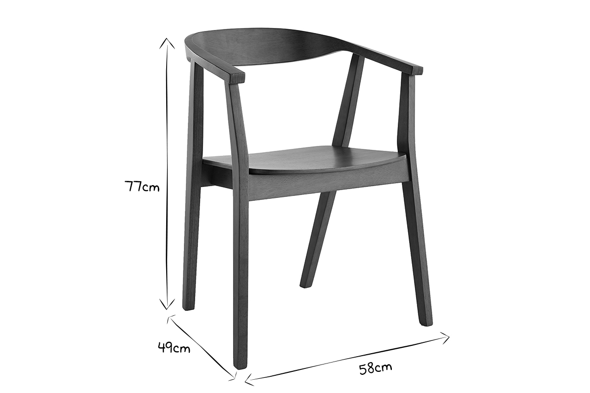 Skandinavische Sthle aus dunklem Holz (2er-Set) BAHIA