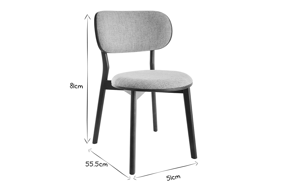 Skandinavische Sthle aus dunklem Holz und grauem Stoff (2er-Set) FAUVETTE