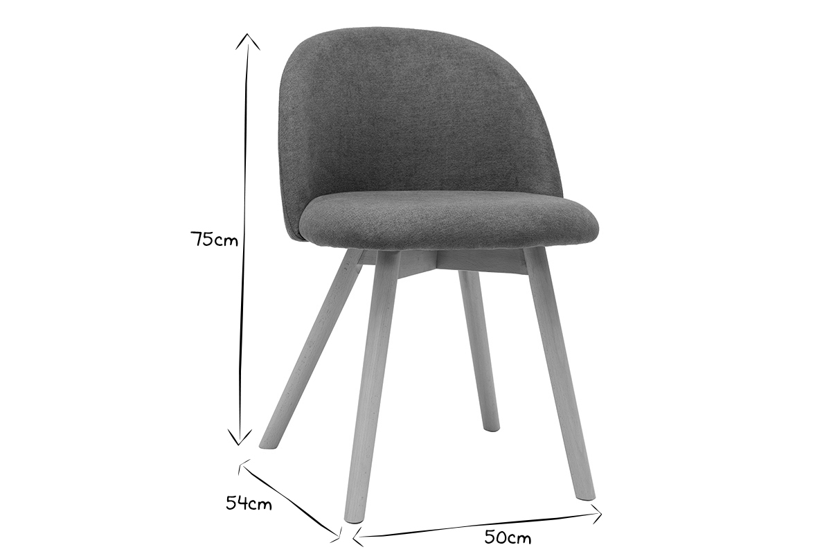 Skandinavische Sthle aus grauem Stoff mit Samteffekt und massivem Buchenholz (2er-Set) CELESTE