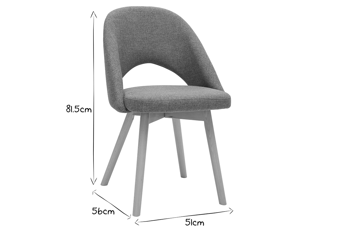 Skandinavische Sthle aus graugrnem Stoff und hellem Massivholz (2er-Set) COSETTE