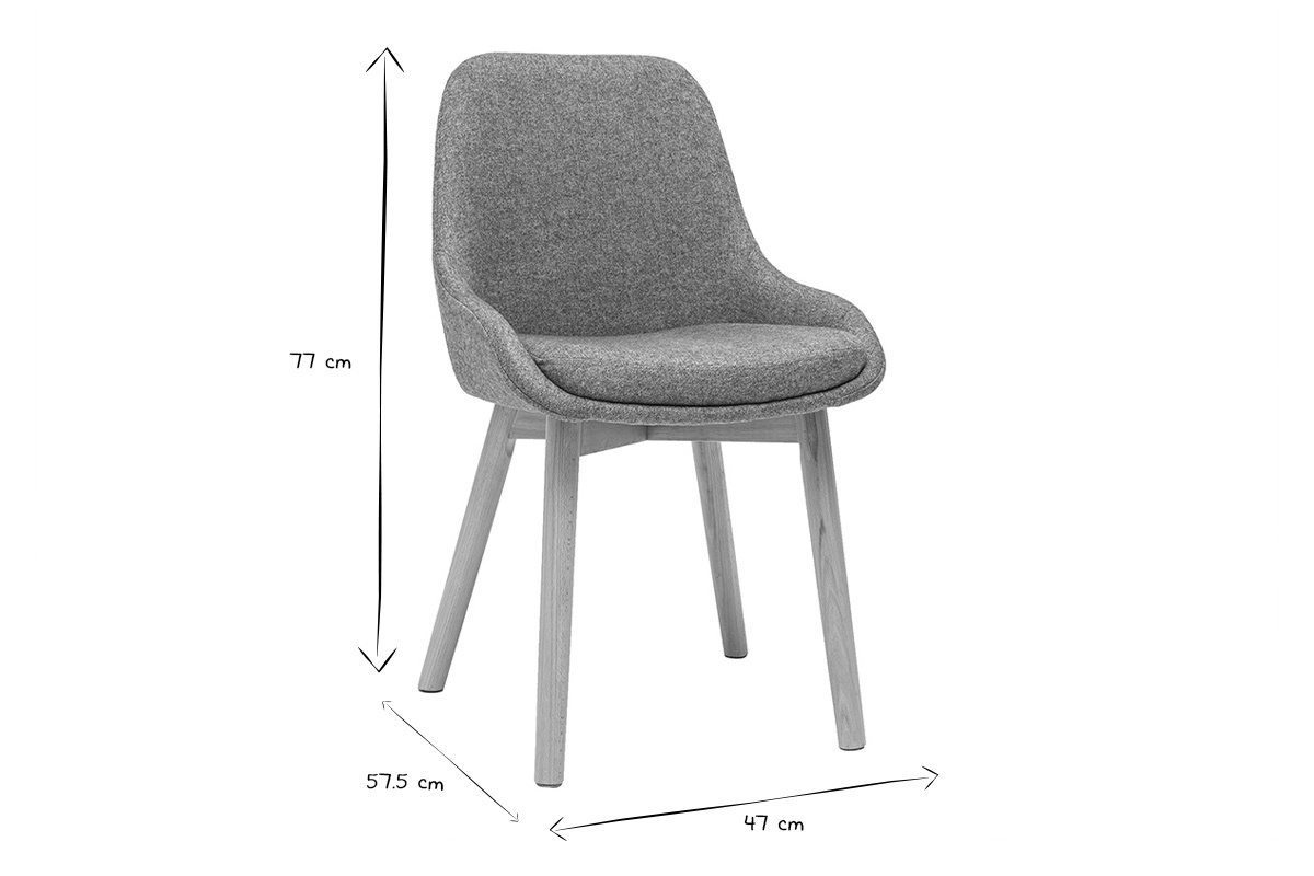 Skandinavische Sthle aus graugrnem Stoff und hellem Massivholz (2er-Set) HOLO