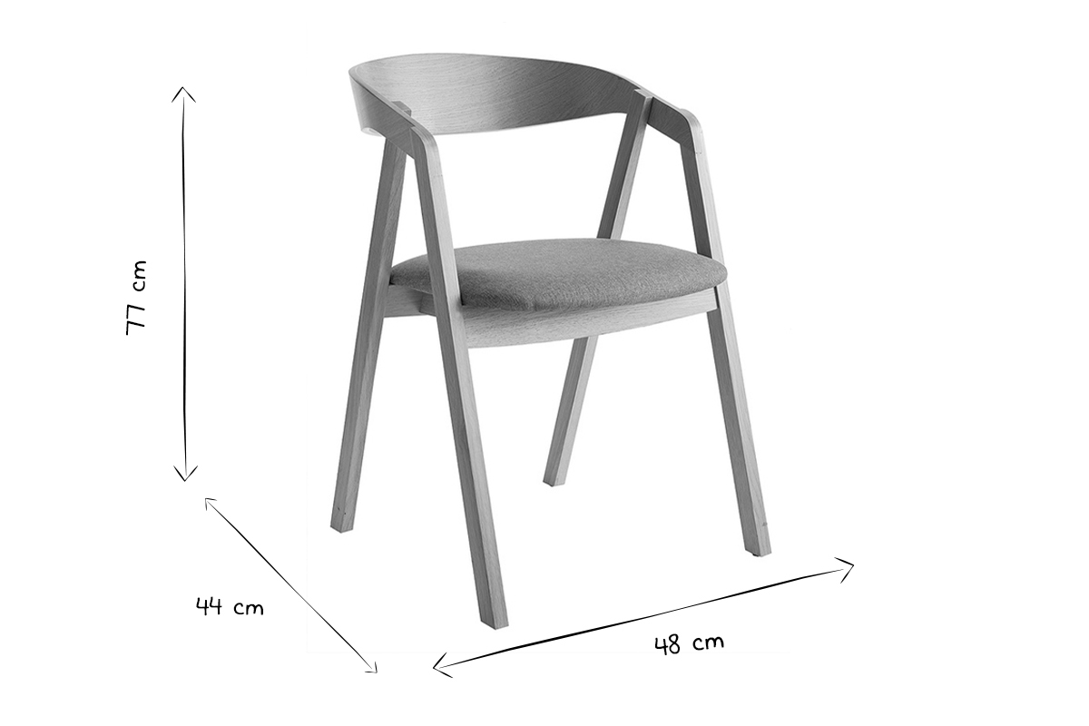 Skandinavische Sthle aus hellem Eichenholz und grauem Stoff (2er-Set) LOVA