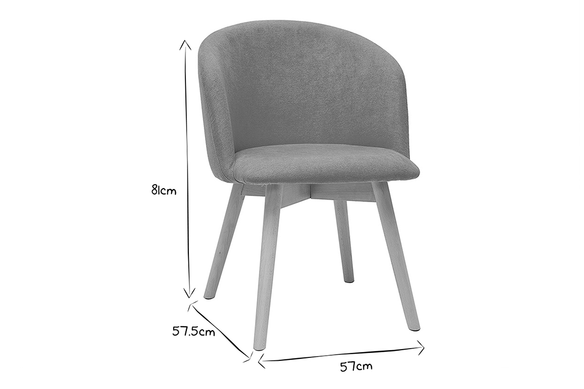 Skandinavische Sthle aus senfgelbem Stoff mit Samteffekt und massivem Buchenholz (2er-Set) VANITY