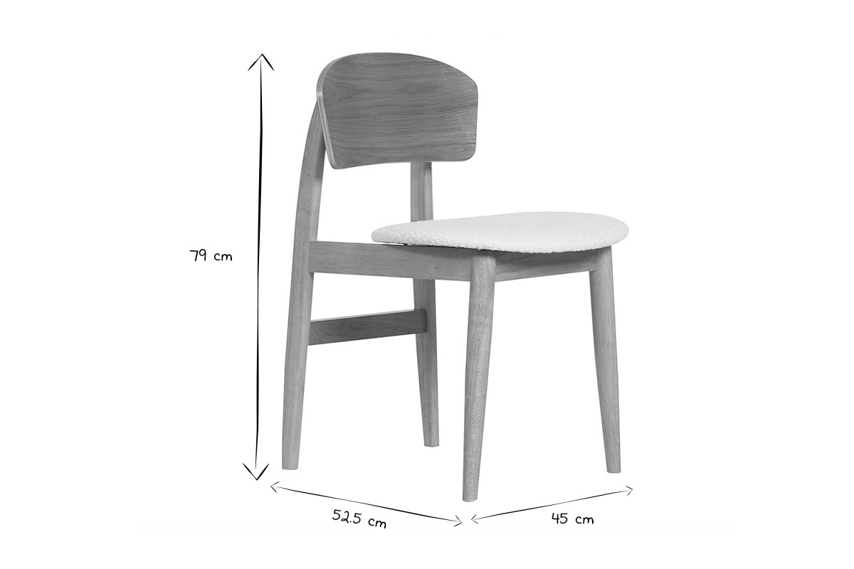 Skandinavische Sthle aus Stoff mit Boucl-Wolleffekt und hellem Holz (2er-Set) ELION