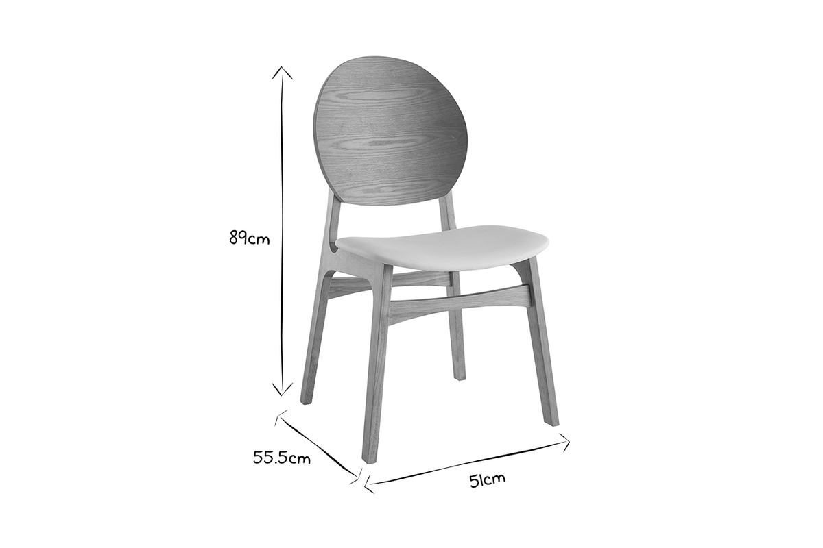 Skandinavische Sthle aus Stoff mit Boucl-Wolleffekt und hellem Holz (2er-Set) ELTON