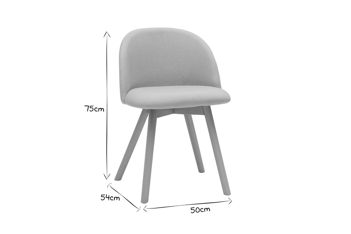 Skandinavische Sthle aus Stoff mit Boucl-Wolleffekt und hellem Massivholz (2er-Set) CELESTE