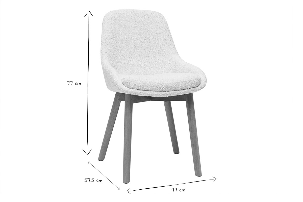 Skandinavische Sthle aus Stoff mit Wolleffekt und hellem, massivem Eichenholz (2er-Set) HOLO