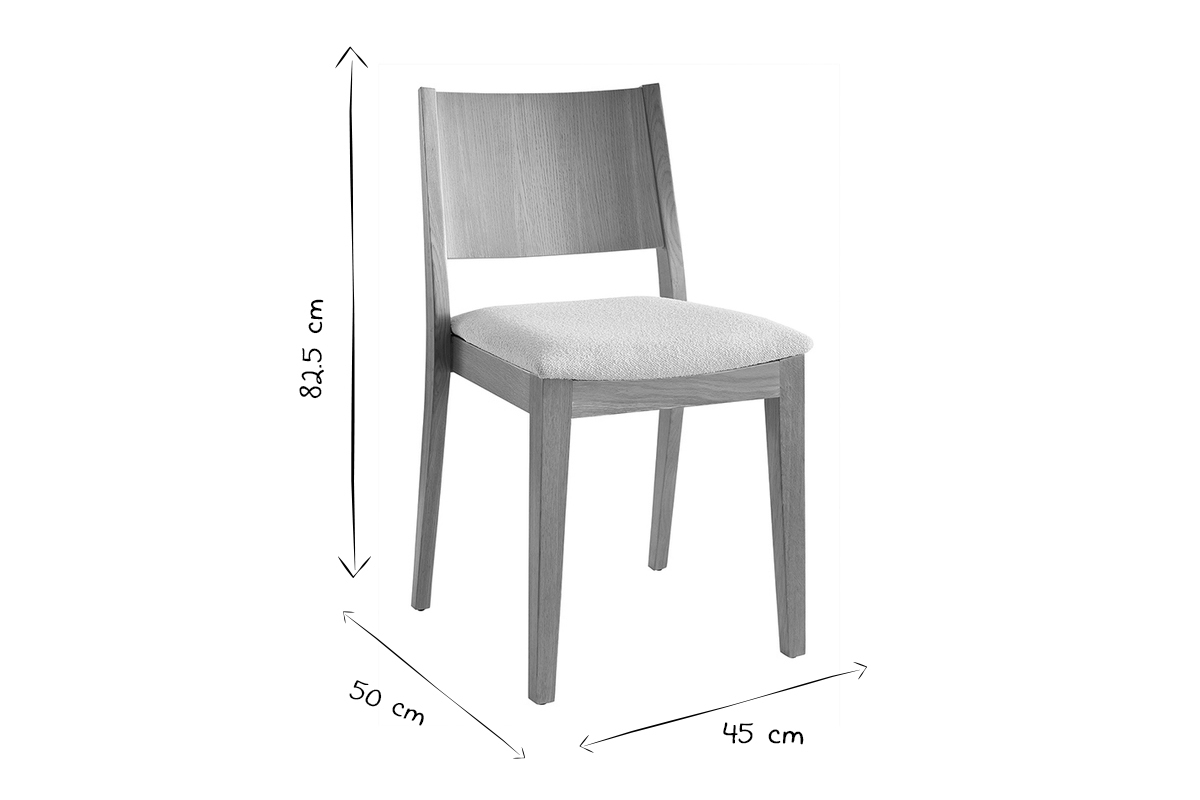 Skandinavische Sthle mit Boucl-Stoff in Ecru und heller Eiche (2er-Set) MELVIL