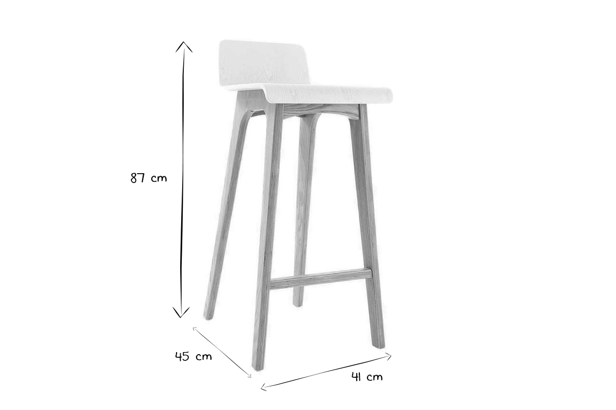 Skandinavischer Barhocker in Wei und helles Holz H75 cm (2er-Set) BALTIK