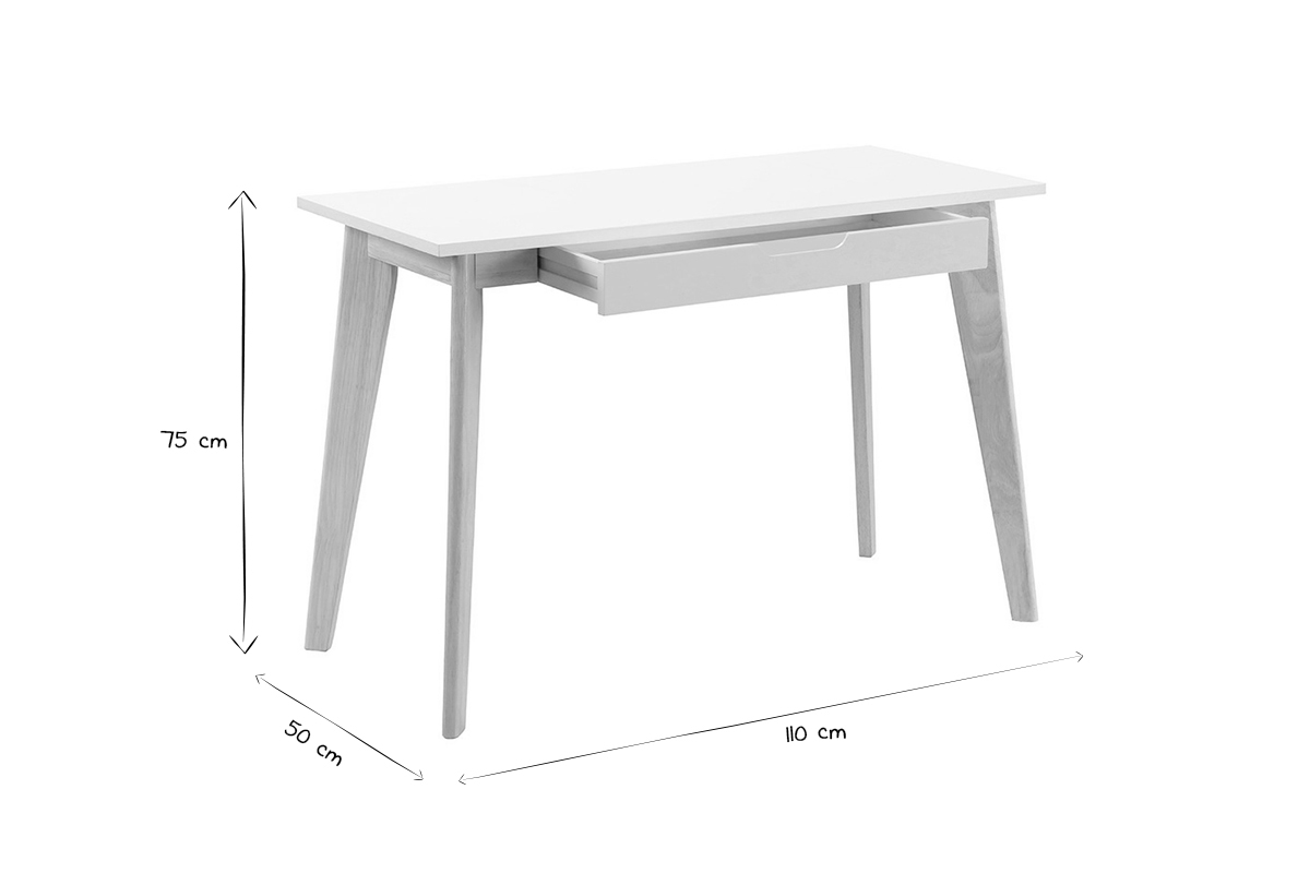 Skandinavischer Schreibtisch LEENA weies Holz