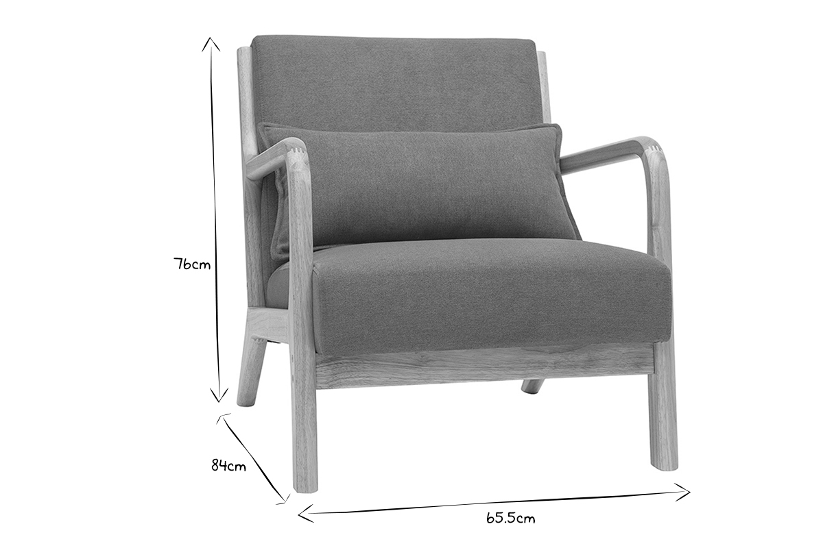 Skandinavischer Sessel aus rostbraunem Stoff mit Samteffekt und hellem Massivholz DERRY