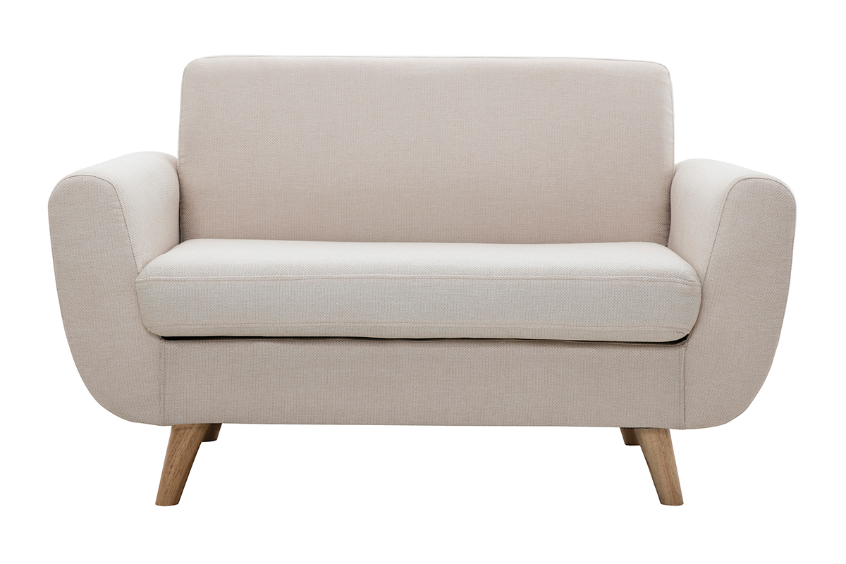 Skandinavisches 2-Sitzer-Sofa in Beige aus massivem Hevea PURE