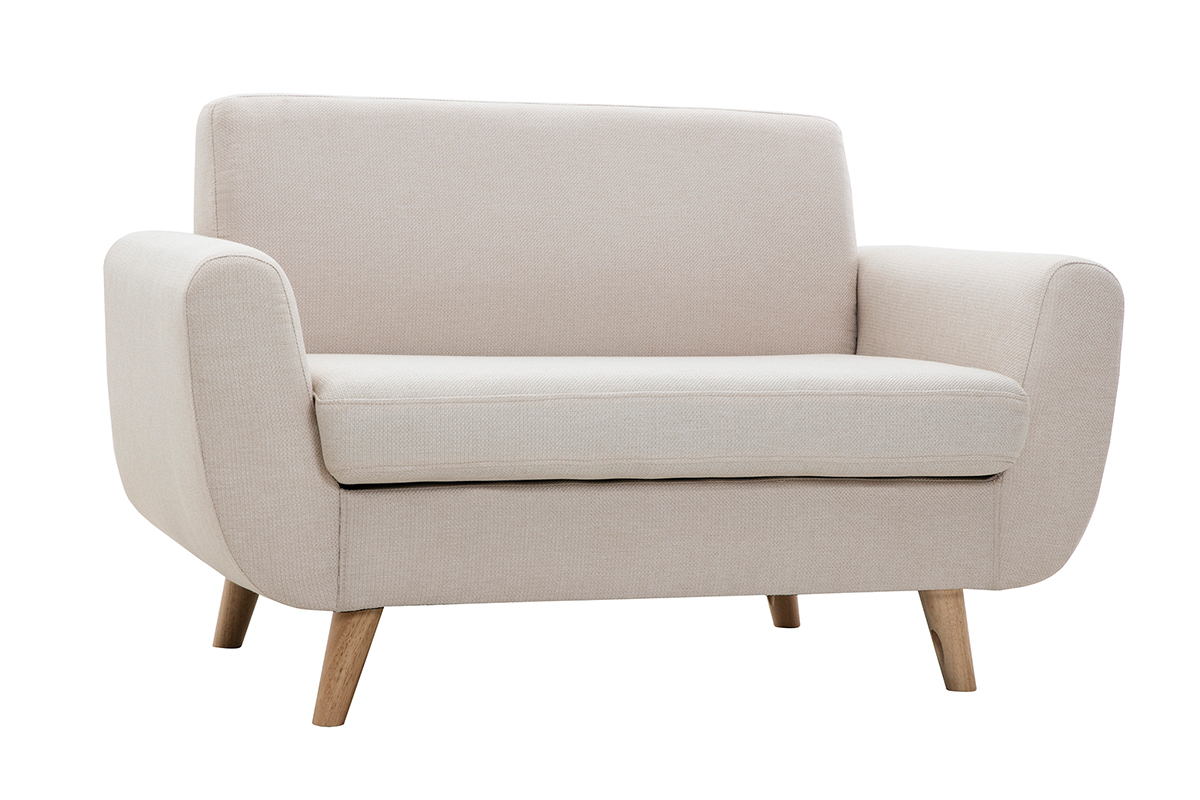 Skandinavisches 2-Sitzer-Sofa in Beige aus massivem Hevea PURE