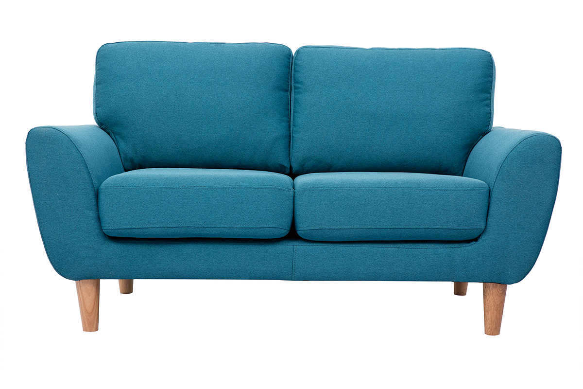 Skandinavisches 2-Sitzer-Sofa in enteblauem Stoff ALICE