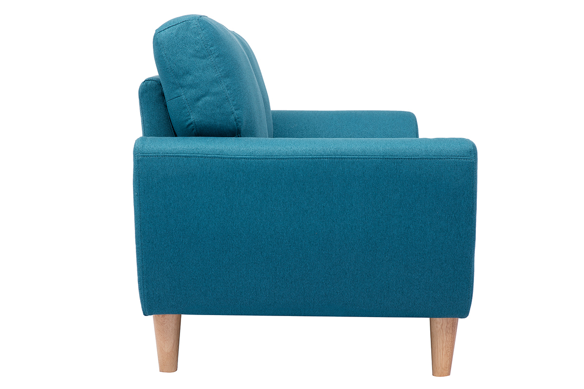 Skandinavisches 2-Sitzer-Sofa in enteblauem Stoff ALICE