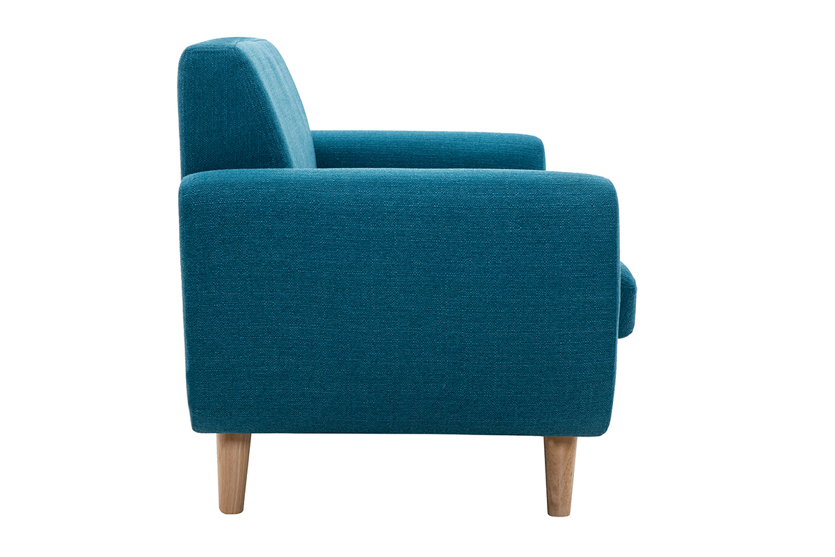 Skandinavisches 2-Sitzer-Sofa in Entenblau aus massivem Hevea PURE