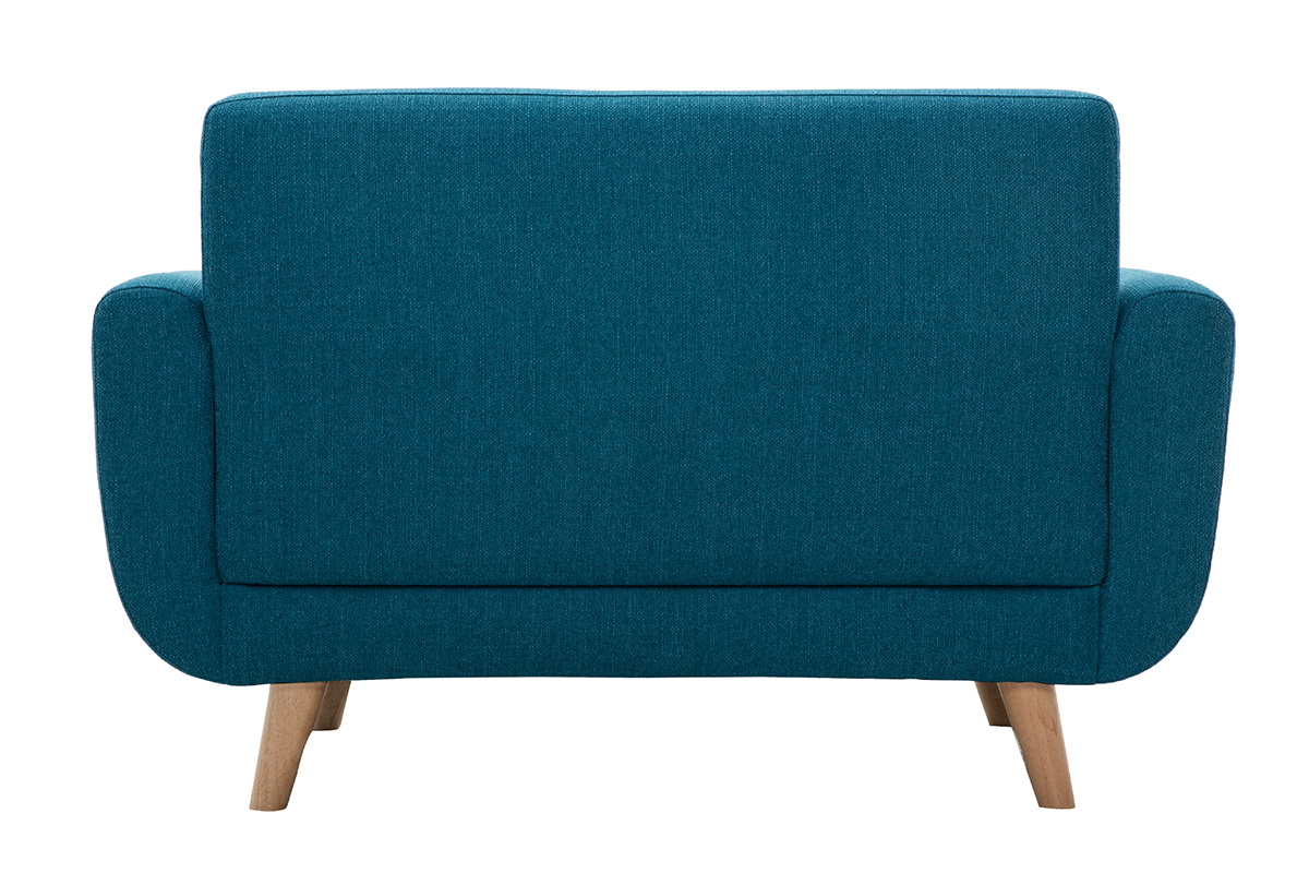 Skandinavisches 2-Sitzer-Sofa in Entenblau aus massivem Hevea PURE