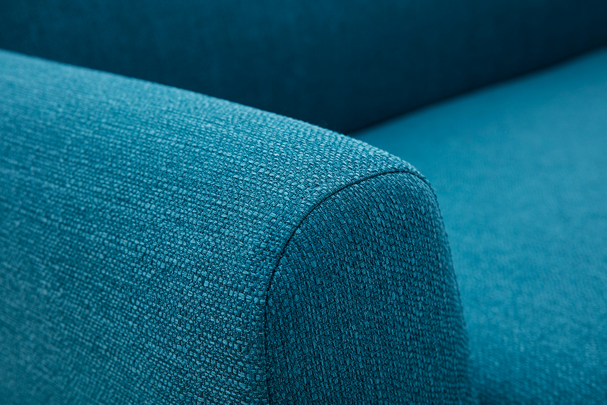 Skandinavisches 2-Sitzer-Sofa in Entenblau aus massivem Hevea PURE