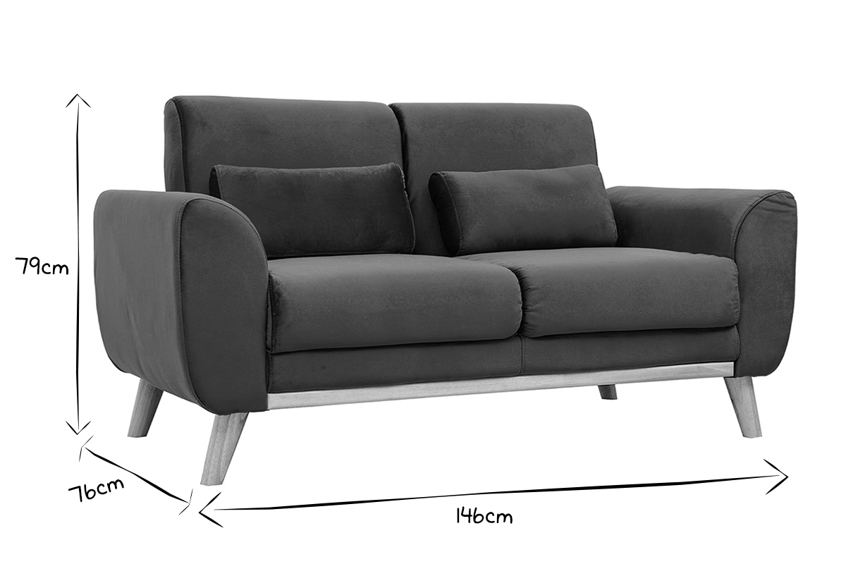 Skandinavisches 2-Sitzer-Sofa in petrol Samt EKTOR