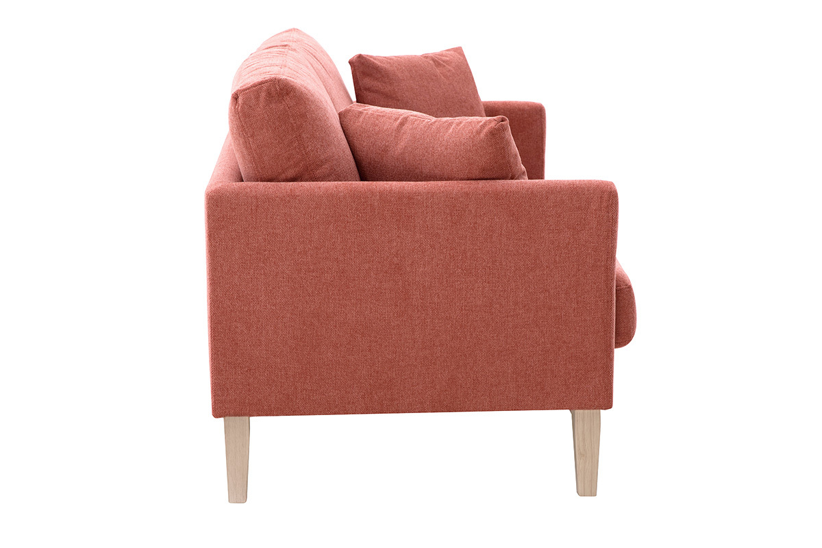 Skandinavisches 2-Sitzer-Sofa mit abnehmbarem Bezug in Terracotta mit strukturiertem Samteffekt OSLO