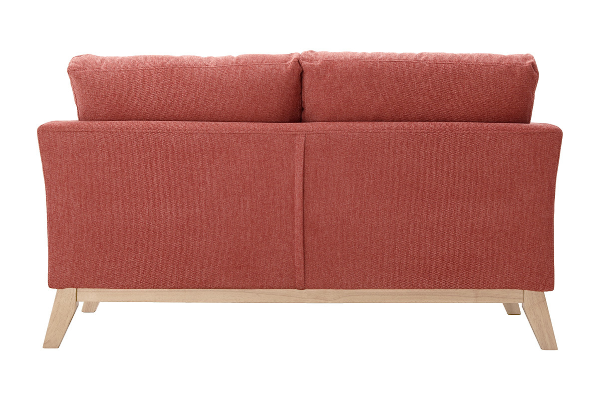 Skandinavisches 2-Sitzer-Sofa mit abnehmbarem Bezug in Terracotta mit strukturiertem Samteffekt OSLO