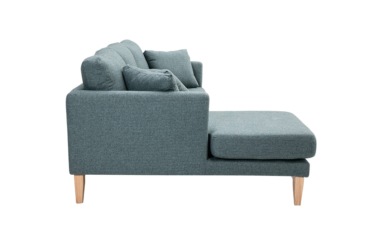 Skandinavisches 3/4-Sitzer-Ecksofa linksseitig mit abziehbarem, graugrnem Stoff und hellem Holz OSLO