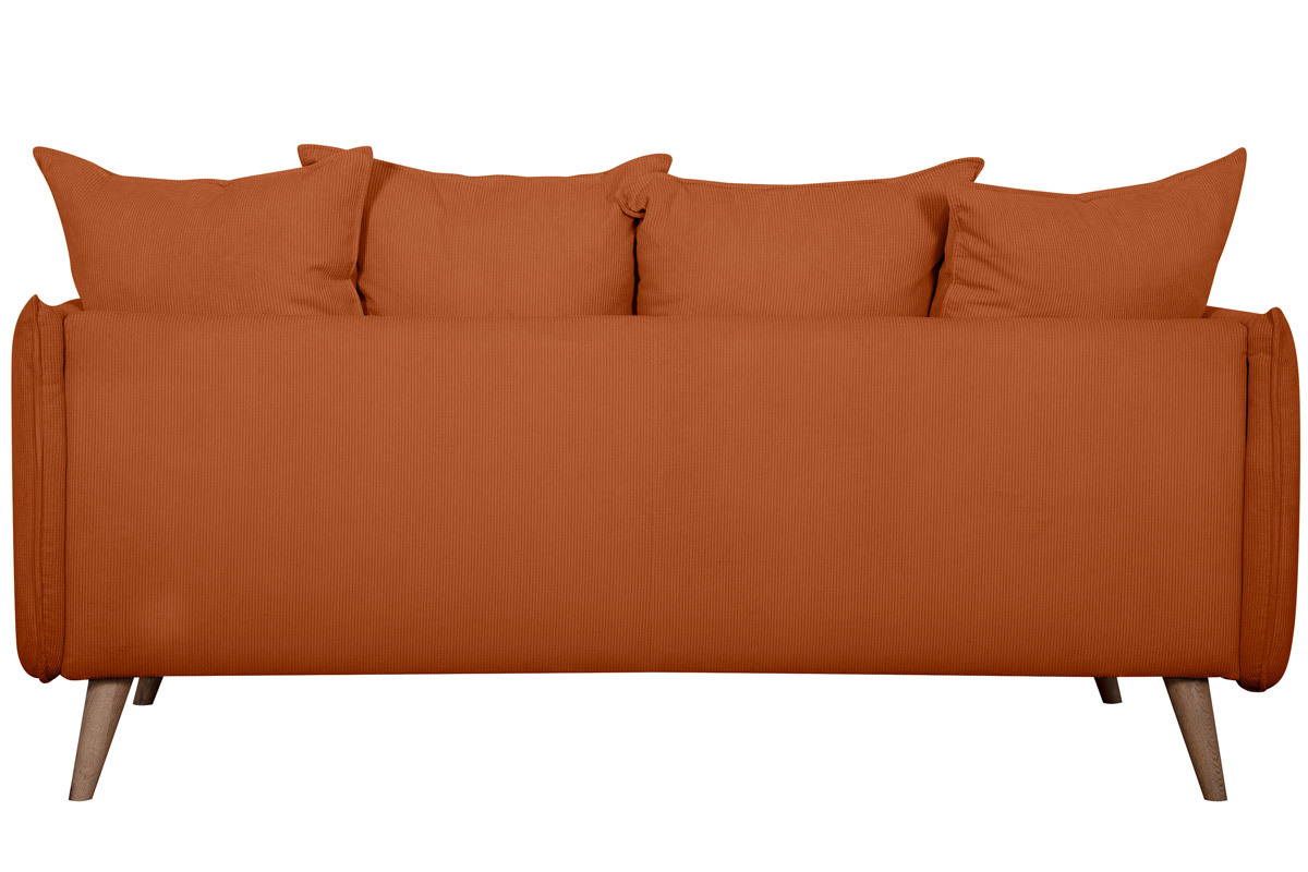 Skandinavisches 3-Sitzer-Sofa aus orangerotem Cord OLYMPIA