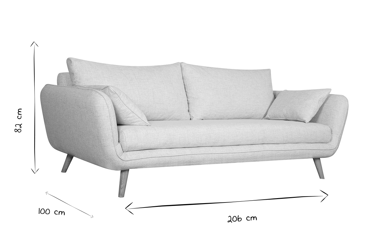 Skandinavisches 3-Sitzer-Sofa beige CREEP