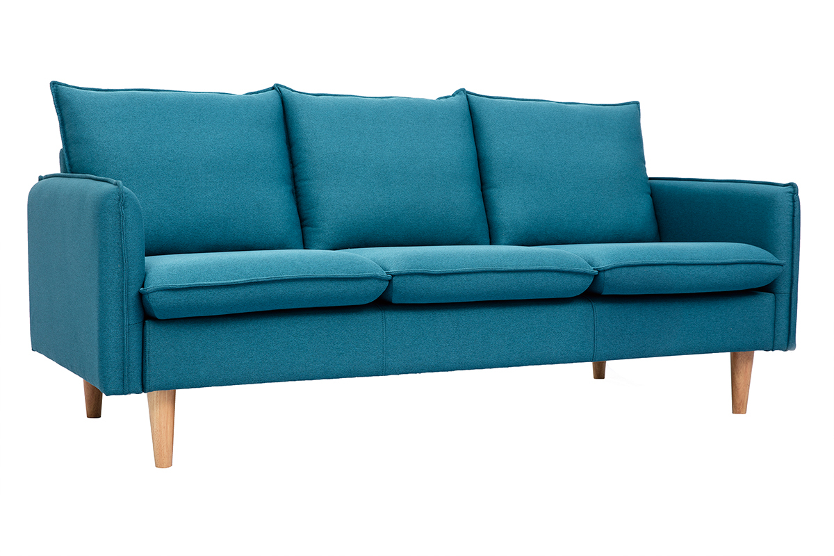 Skandinavisches 3-Sitzer-Sofa in enteblauem Stoff HOLMS