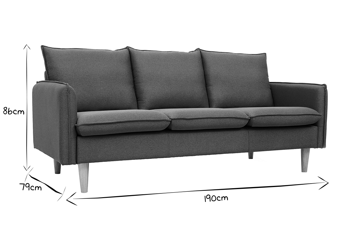 Skandinavisches 3-Sitzer-Sofa in enteblauem Stoff HOLMS