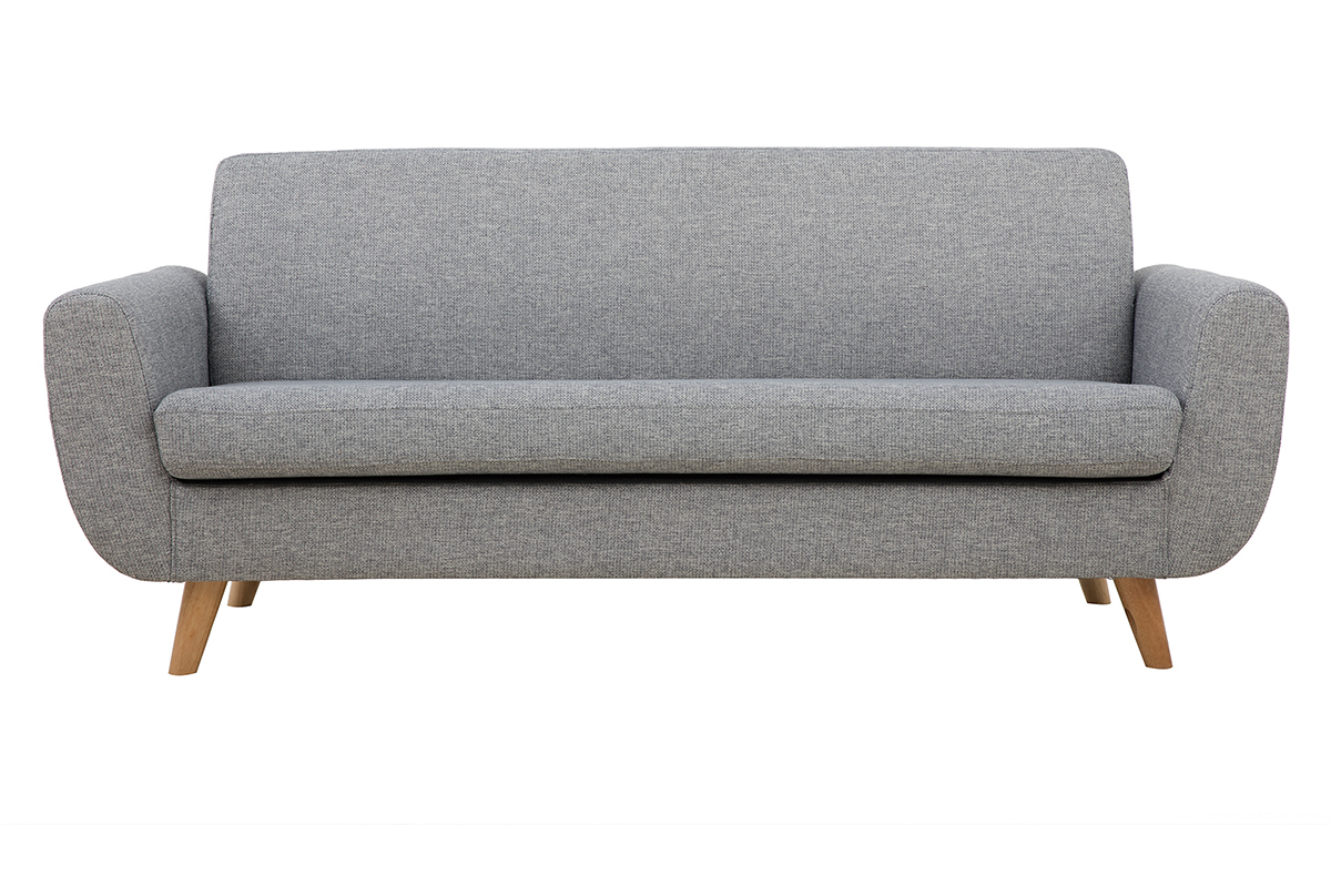 Skandinavisches 3-Sitzer-Sofa in Hellgrau und Holz PURE