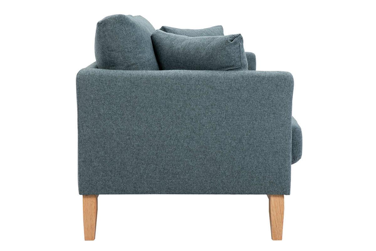 Skandinavisches 3-Sitzer-Sofa mit abnehmbarem Bezug aus graugrnem Stoff und hellem Holz OSLO