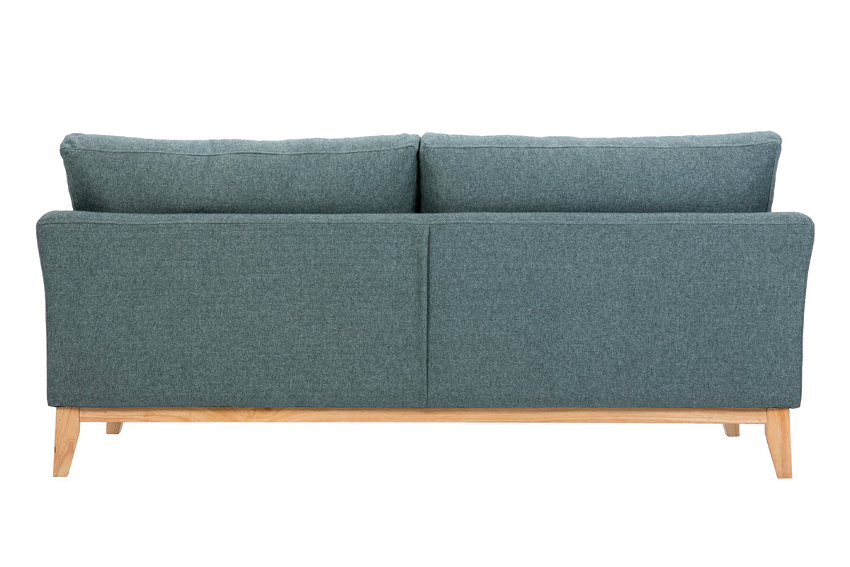 Skandinavisches 3-Sitzer-Sofa mit abnehmbarem Bezug aus graugrnem Stoff und hellem Holz OSLO