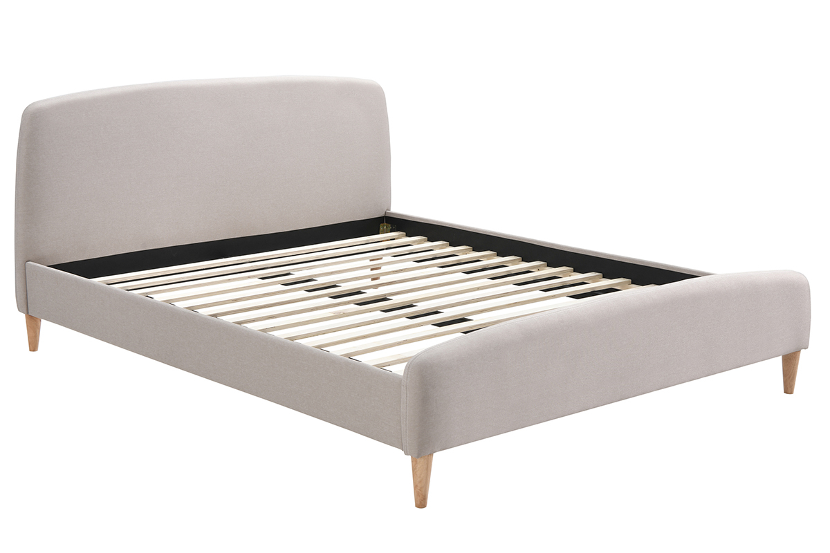 Skandinavisches Bett 140 x 200 cm Stoff Beige NIELS