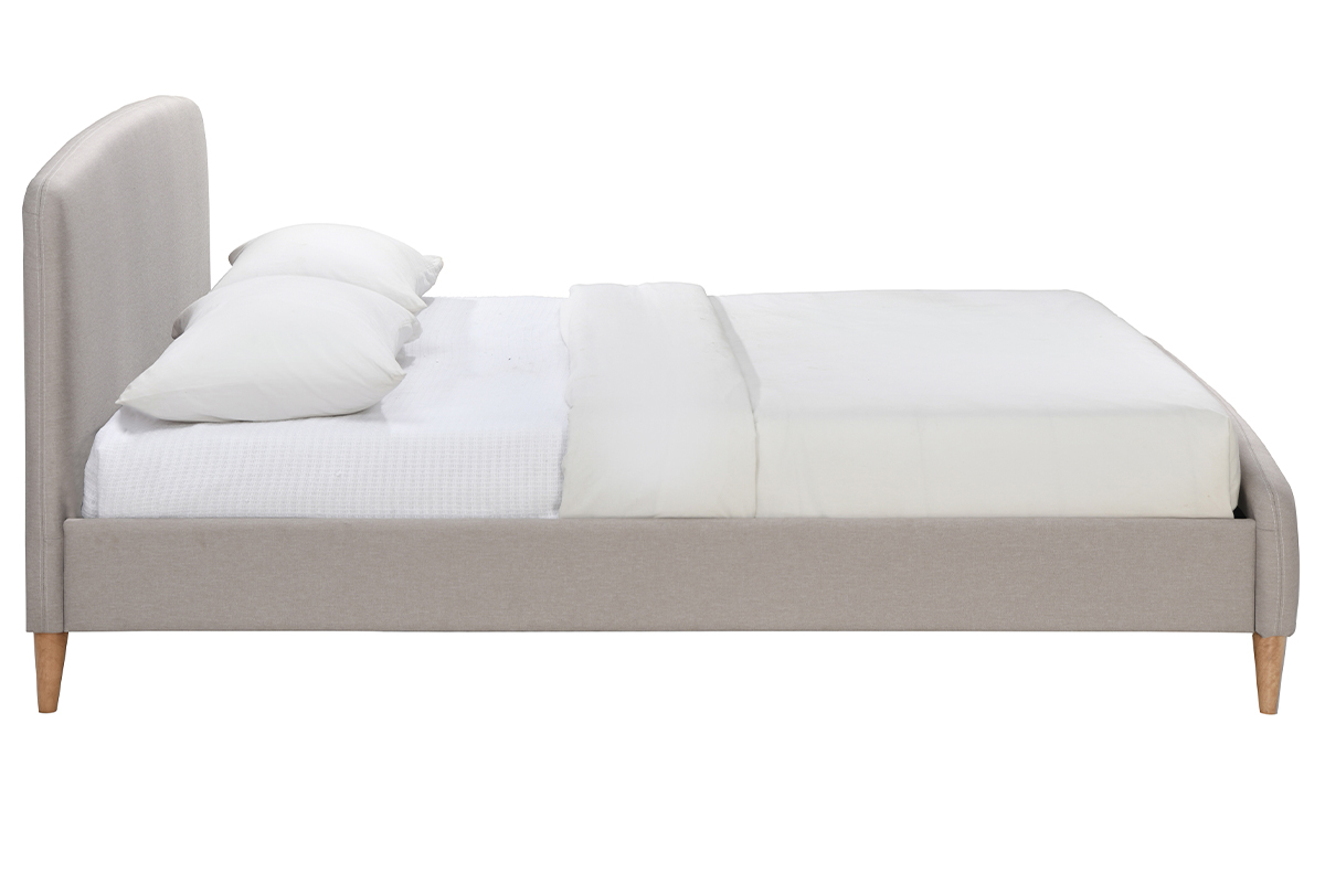 Skandinavisches Bett 140 x 200 cm Stoff Beige NIELS