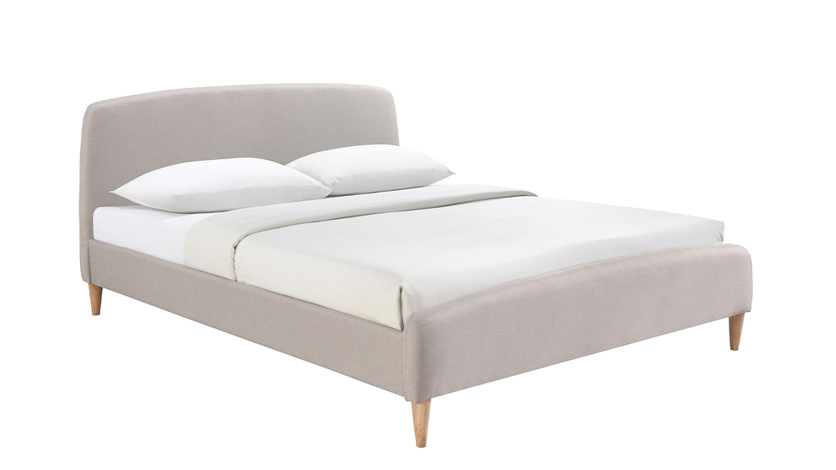 Skandinavisches Bett 140 x 200 cm Stoff Beige NIELS