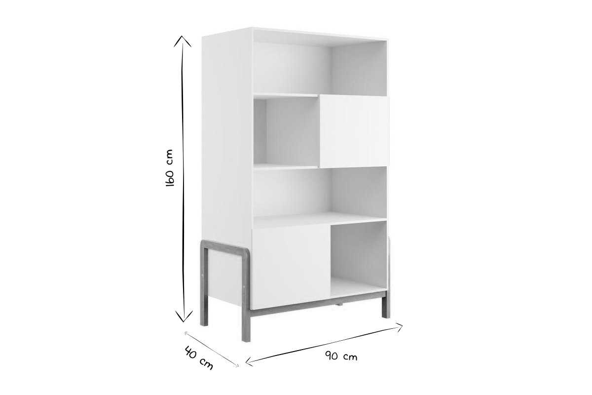 Skandinavisches Bcherregal fr Kinder in mattem Wei und Eiche H160 cm CELESTINE