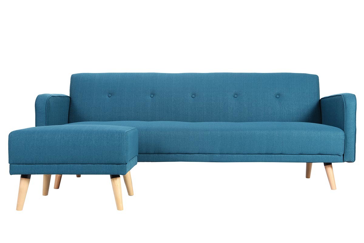 Skandinavisches Eck-Schlafsofa entenblau ULLA