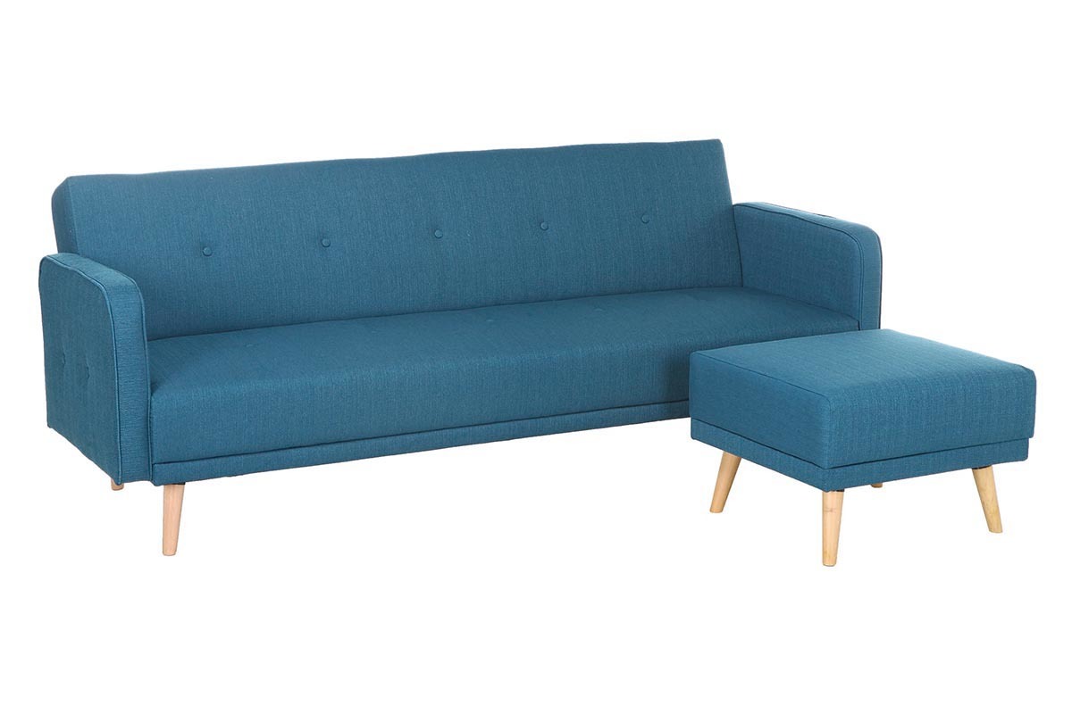 Skandinavisches Eck-Schlafsofa entenblau ULLA