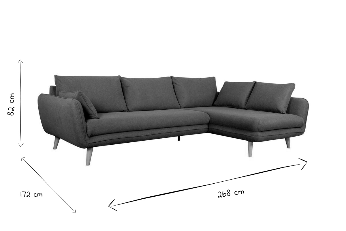 Skandinavisches Ecksofa 5-Sitzer aus beigem Stoff und hellem Holz CREEP