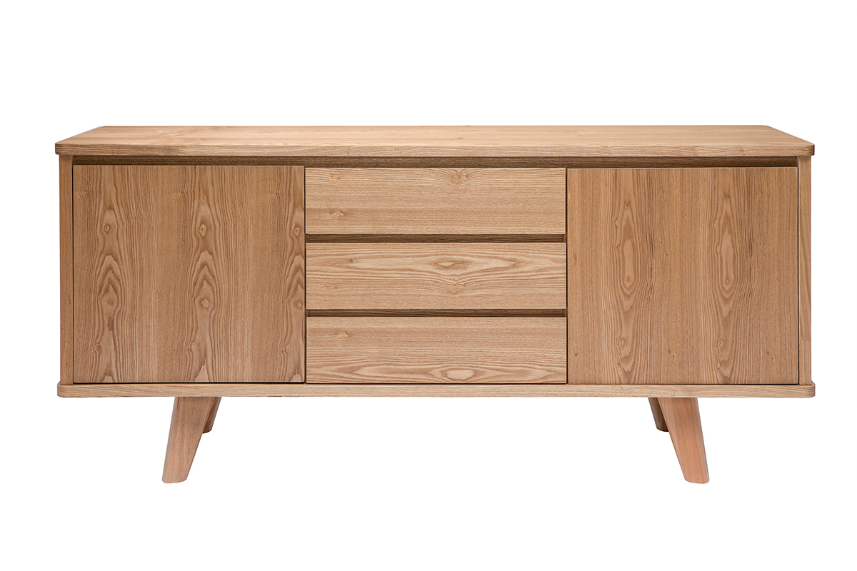 Skandinavisches Sideboard aus Esche mit Tren und Schubladen 160 cm FIFTIES