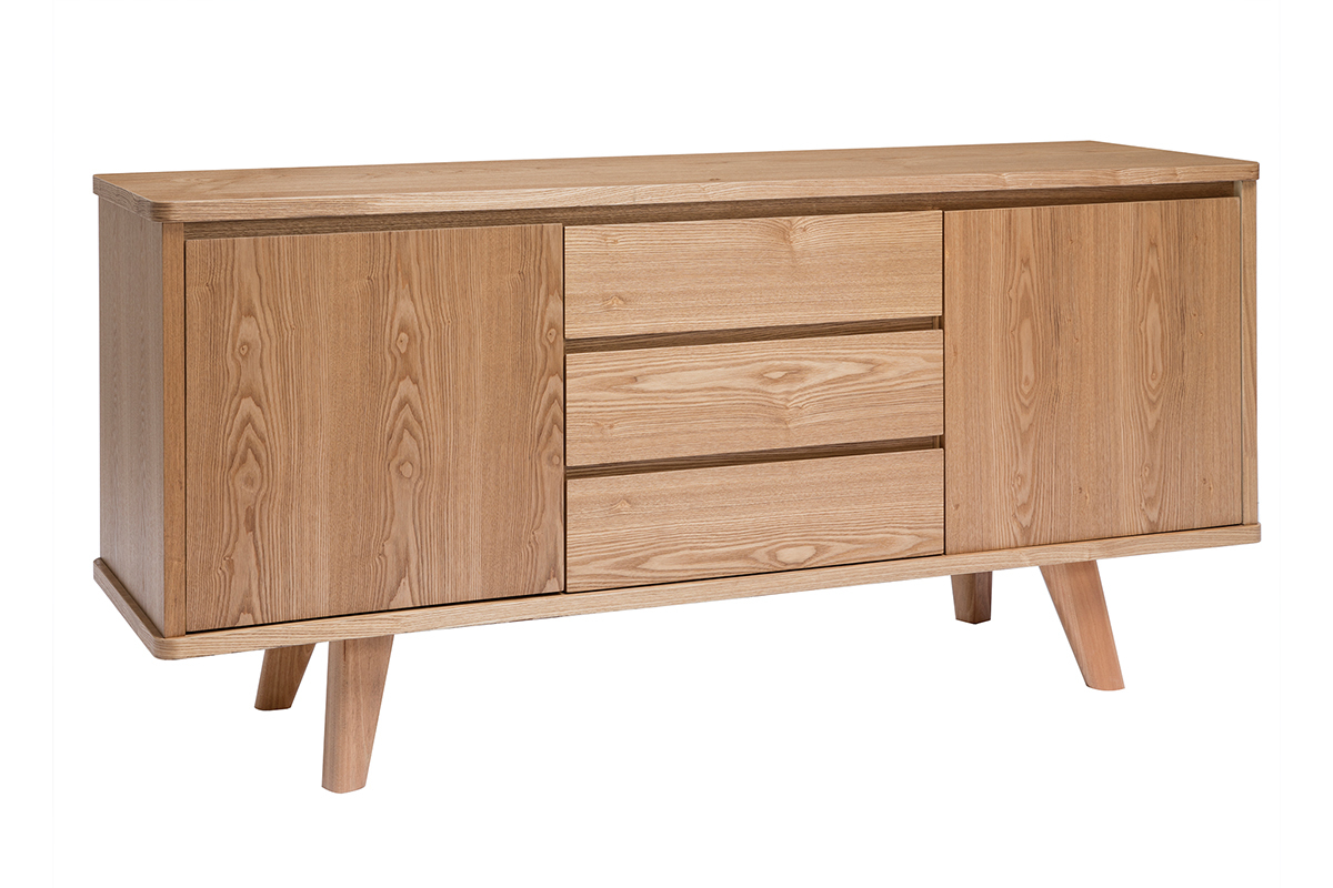 Skandinavisches Sideboard aus Esche mit Tren und Schubladen 160 cm FIFTIES