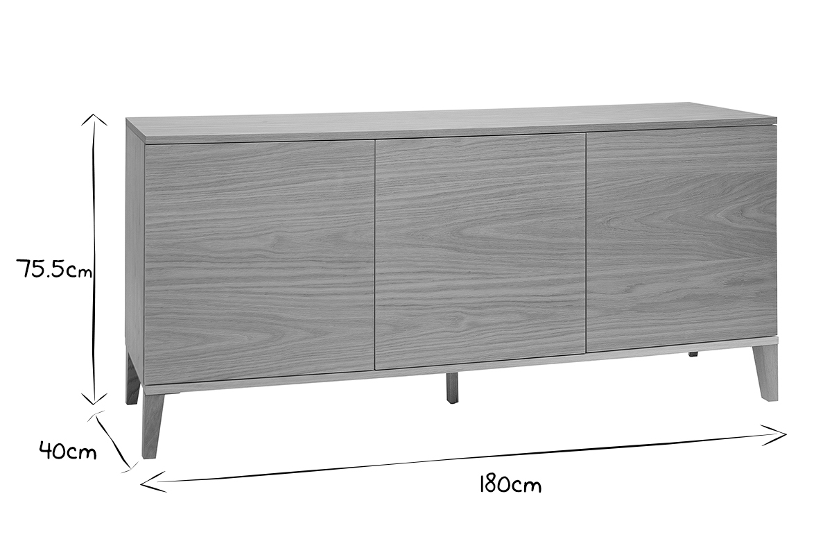 Skandinavisches Sideboard aus hellem Holz B180cm FREDDY