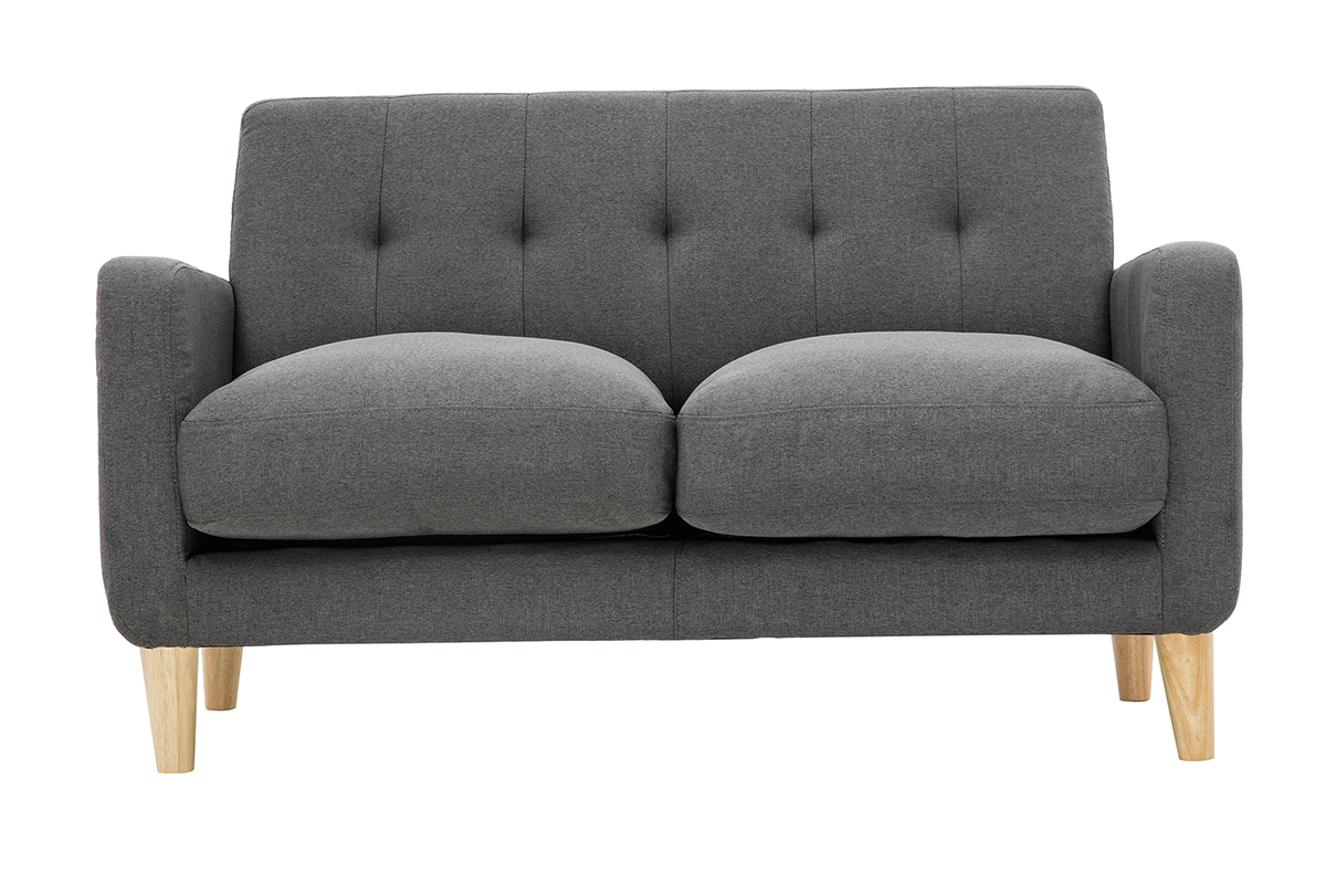 Skandinavisches Sofa 2-Sitzer aus dunkelgrauem Stoff LUNA