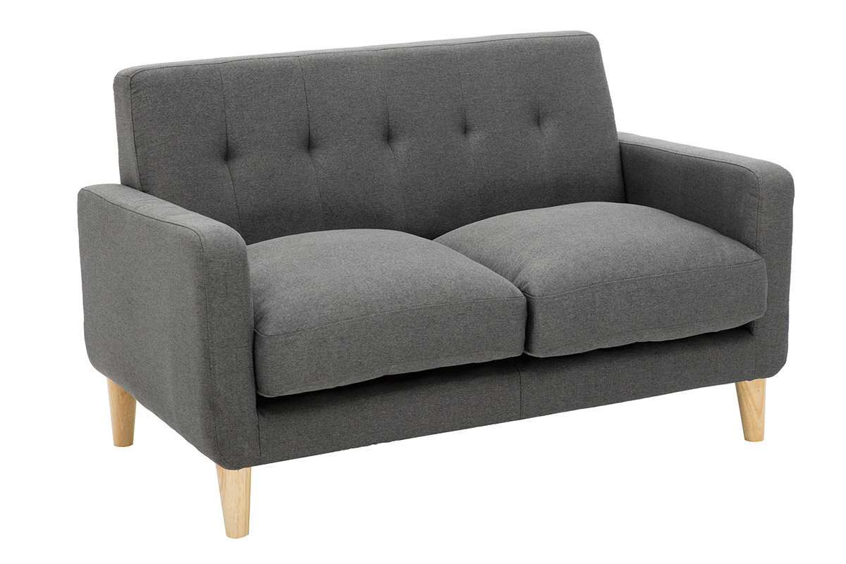 Skandinavisches Sofa 2-Sitzer aus dunkelgrauem Stoff LUNA