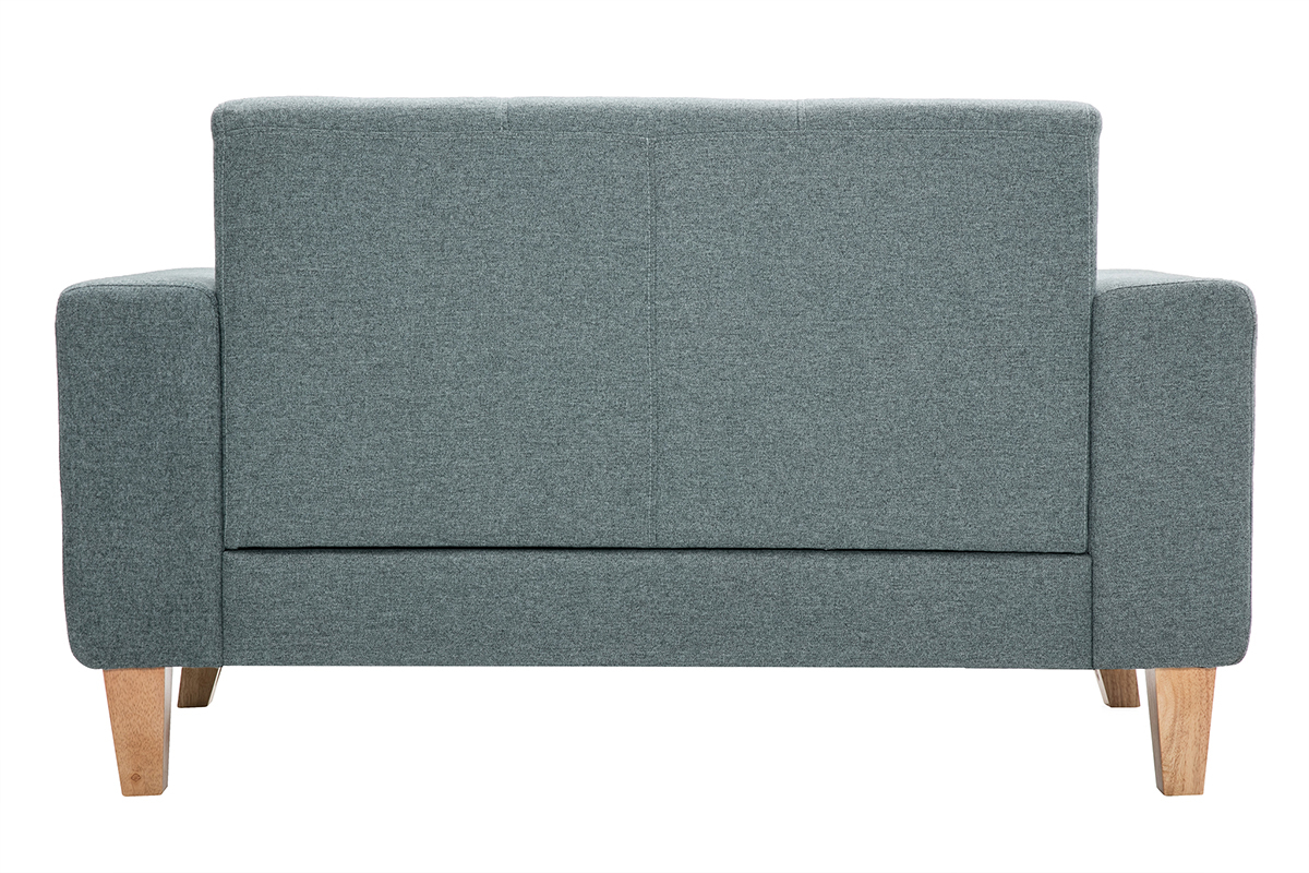 Skandinavisches Sofa 2-Sitzer aus graugrnem Stoff und hellem Holz FJORD