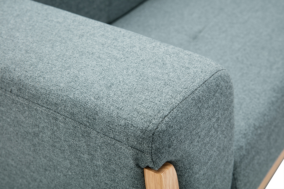 Skandinavisches Sofa 2-Sitzer aus graugrnem Stoff und hellem Holz FJORD