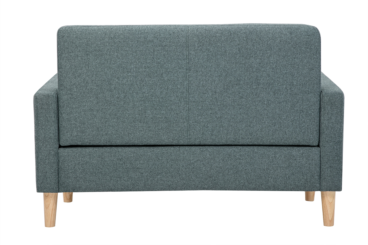 Skandinavisches Sofa 2-Sitzer aus graugrnem Stoff und hellem Holz MOON