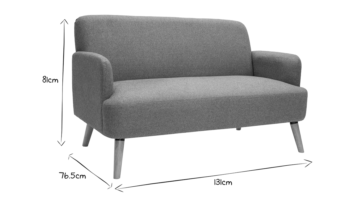 Skandinavisches Sofa 2-Sitzer aus grngrauem Stoff und hellem Holz ISKO